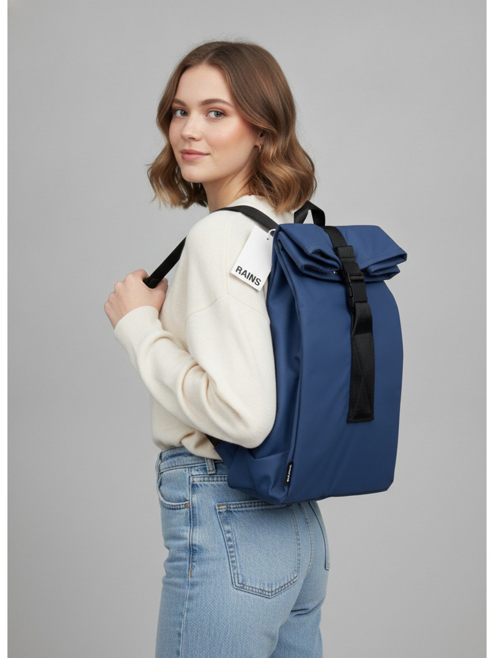 Rains Blue Rolltop Backpack